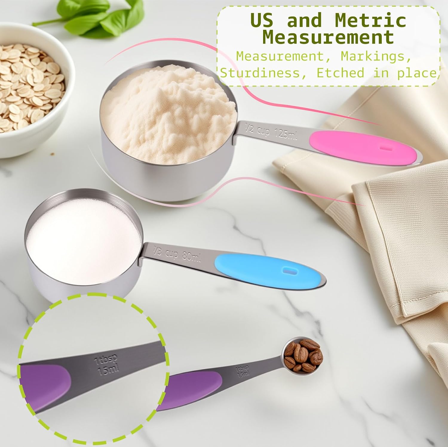 10pcs Measuring Cups and Spoons Set, BPA-Free Plastic Kitchen Baking Tools with Engraved Markings, Stackable Design for Dry & Liquid Ingredients (Pink)