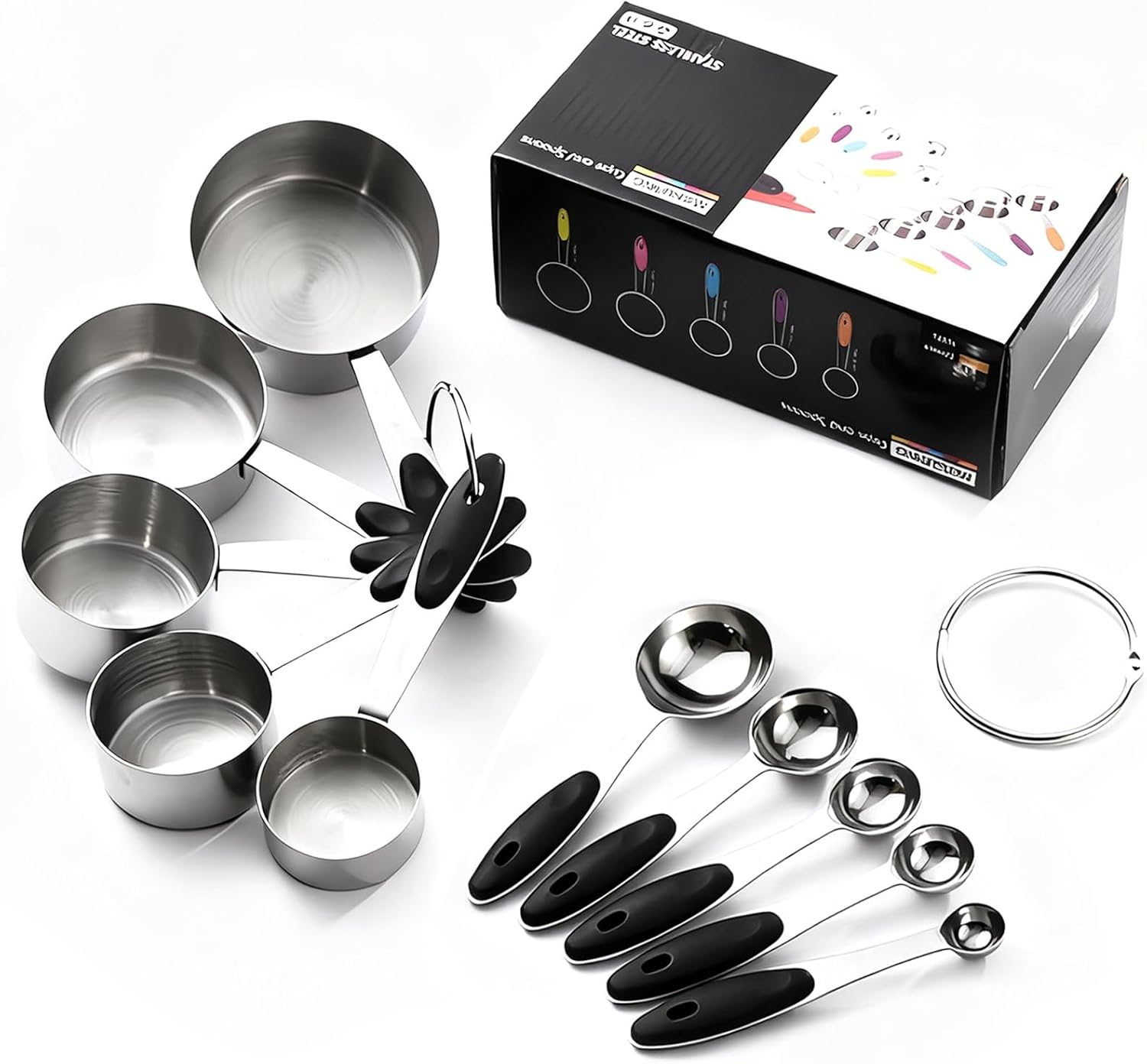10pcs Measuring Cups and Spoons Set, BPA-Free Plastic Kitchen Baking Tools with Engraved Markings, Stackable Design for Dry & Liquid Ingredients (Pink)