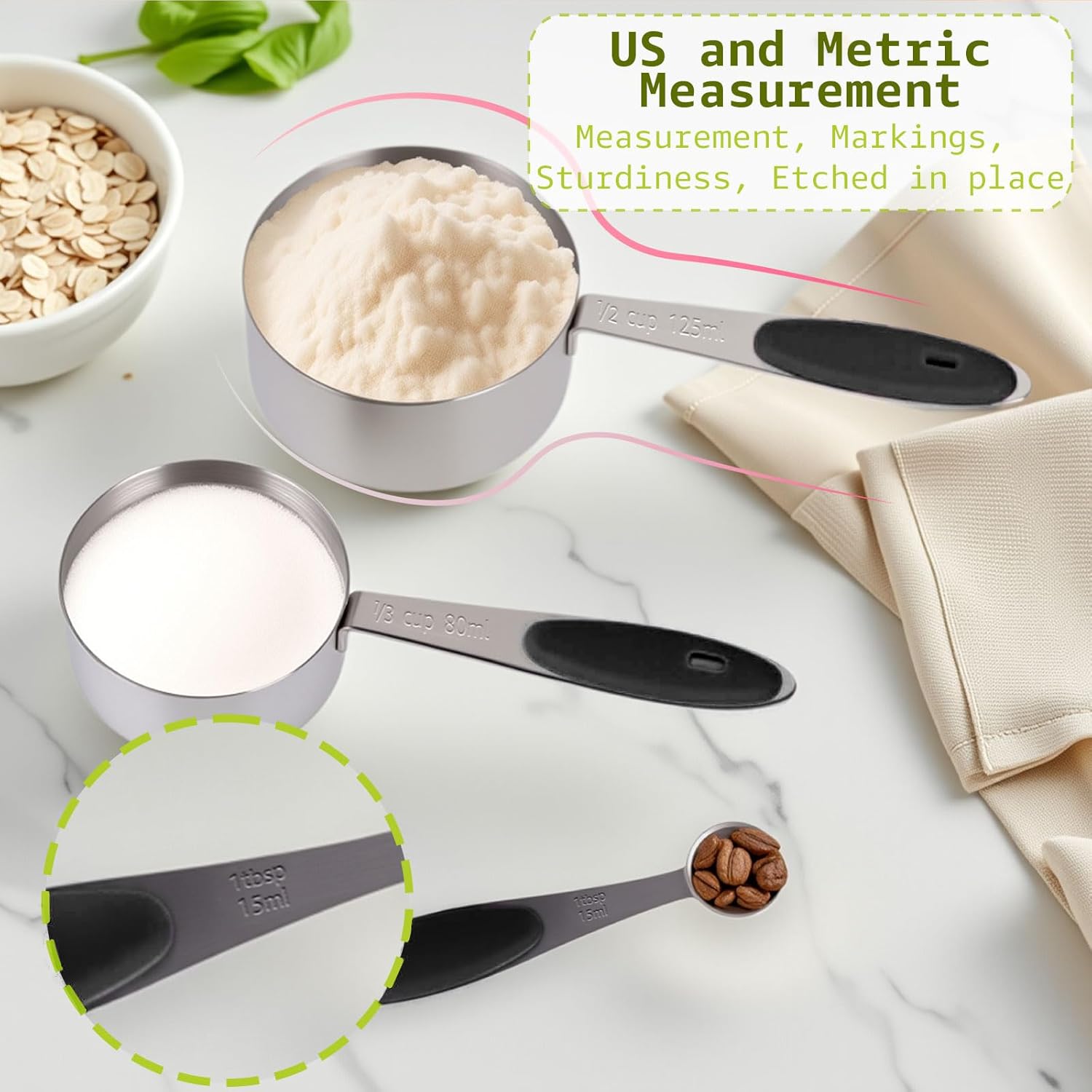 10pcs Measuring Cups and Spoons Set, BPA-Free Plastic Kitchen Baking Tools with Engraved Markings, Stackable Design for Dry & Liquid Ingredients (Pink)