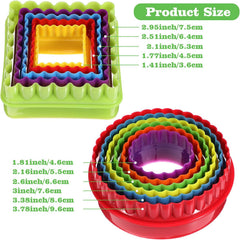 11Pcs Plastic Cookie Cutter Set, Multi-size Biscuit Cutters for Sandwich Cake Fondant Fruit Vegetable Baking DIY (Square and Round)