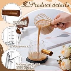 1 Pcs Espresso Shot Glass with Handle, 6 oz/180 ml Espresso Cup with Single V-shaped Mouth, Measuring Cup for Milk Tea Coffee Bar Accessories (Clear)