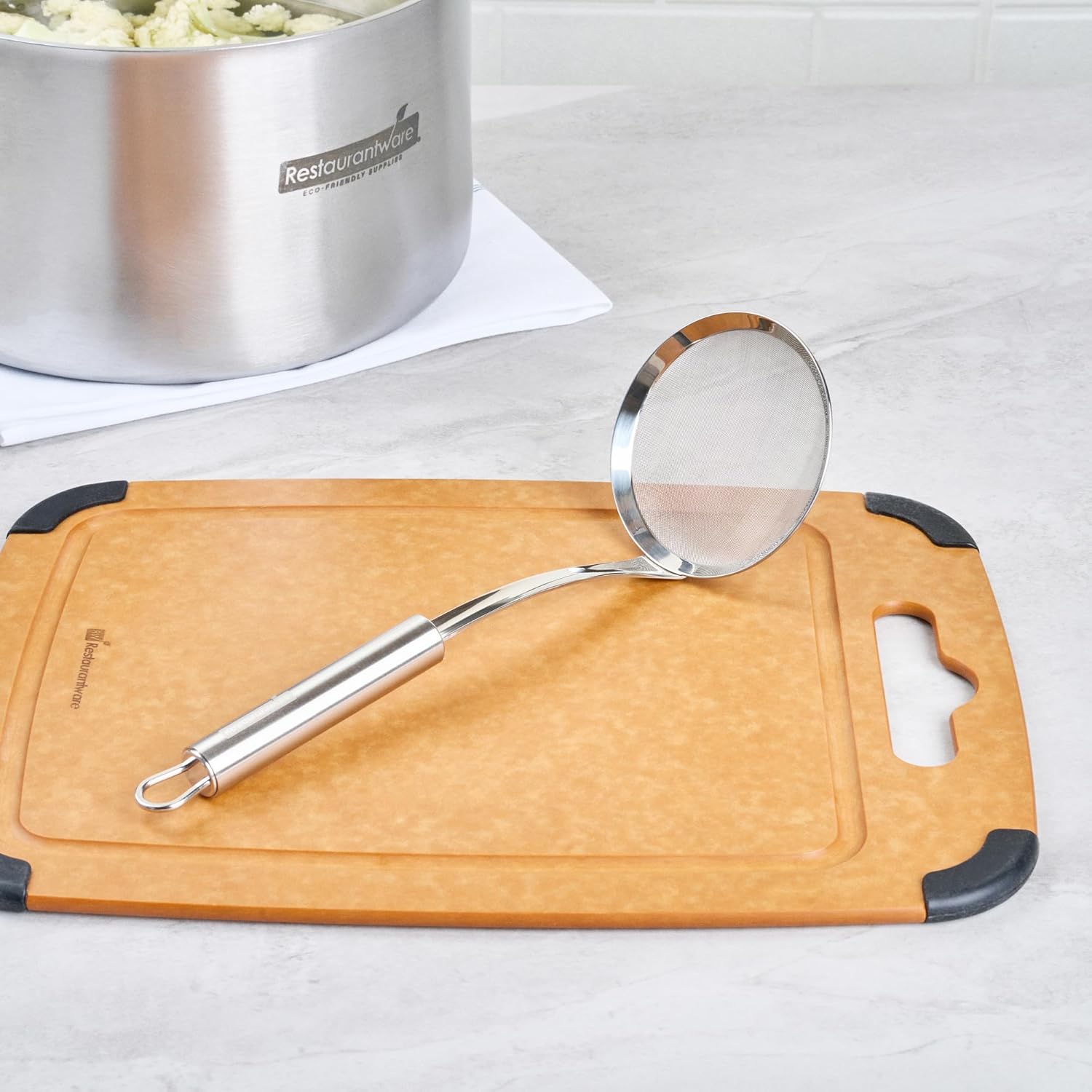 11.5 in Stainless Steel Fine Mesh Strainer - German Standard Sieve Sifter with Ergonomic Handle, Dishwasher Safe - Reinforced Metal Food Strainer for Quinoa, Soup, Sauce, Baking