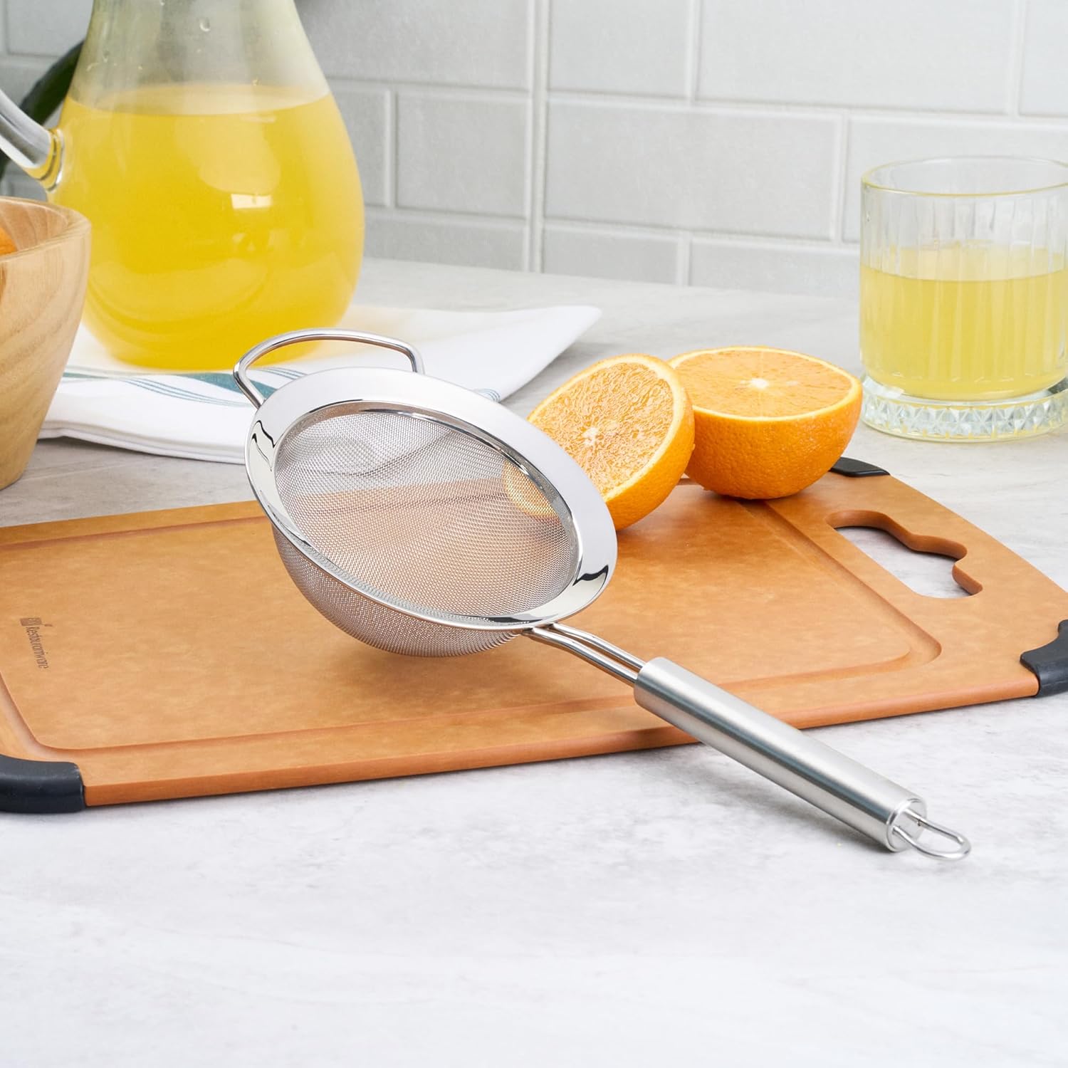11.5 in Stainless Steel Fine Mesh Strainer - German Standard Sieve Sifter with Ergonomic Handle, Dishwasher Safe - Reinforced Metal Food Strainer for Quinoa, Soup, Sauce, Baking