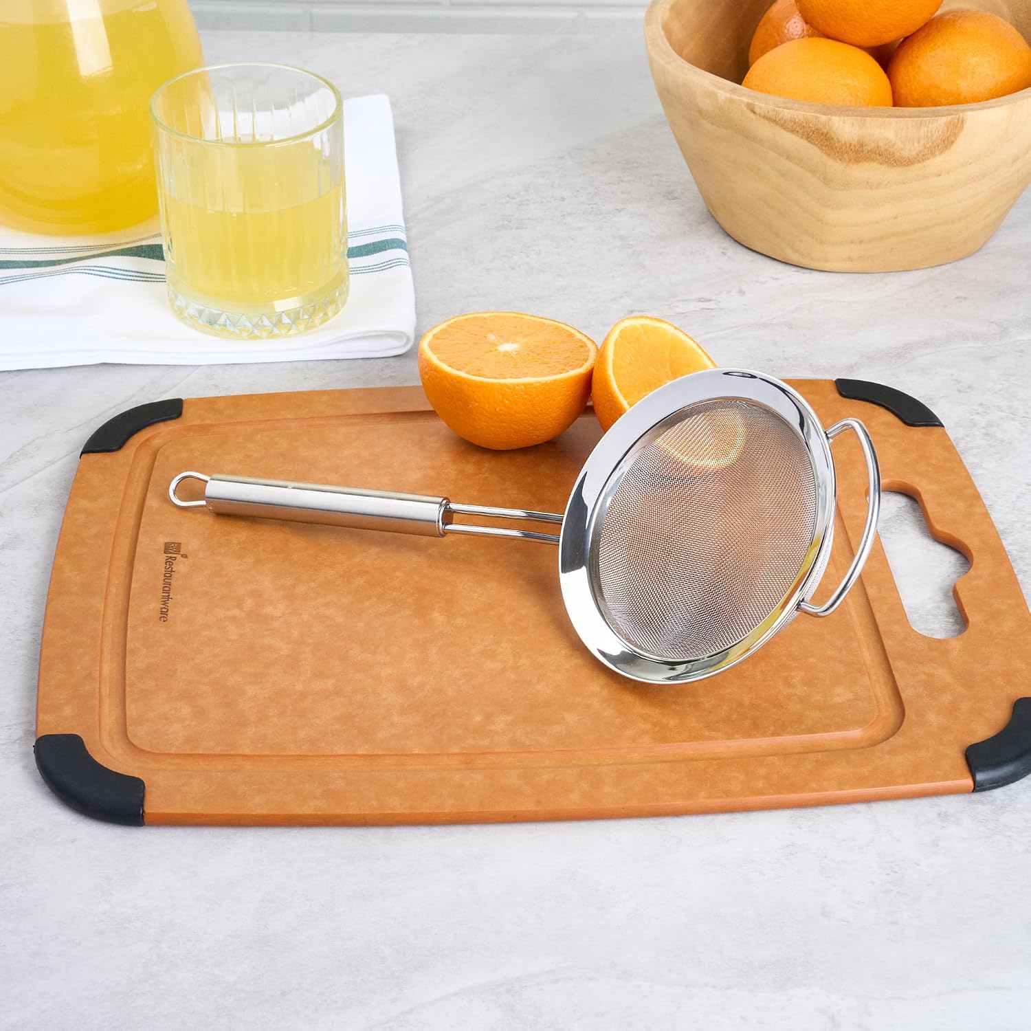 11.5 in Stainless Steel Fine Mesh Strainer - German Standard Sieve Sifter with Ergonomic Handle, Dishwasher Safe - Reinforced Metal Food Strainer for Quinoa, Soup, Sauce, Baking