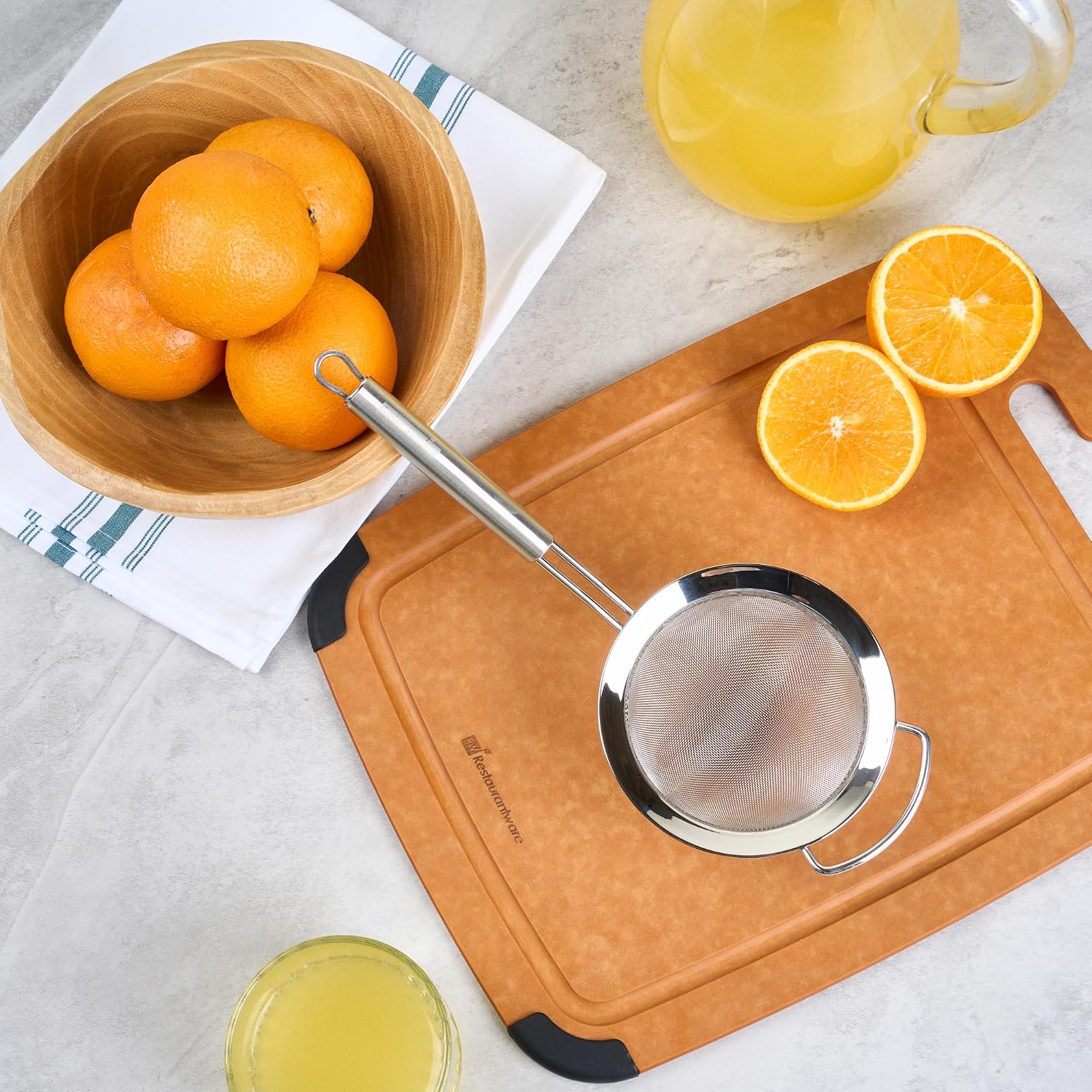 11.5 in Stainless Steel Fine Mesh Strainer - German Standard Sieve Sifter with Ergonomic Handle, Dishwasher Safe - Reinforced Metal Food Strainer for Quinoa, Soup, Sauce, Baking
