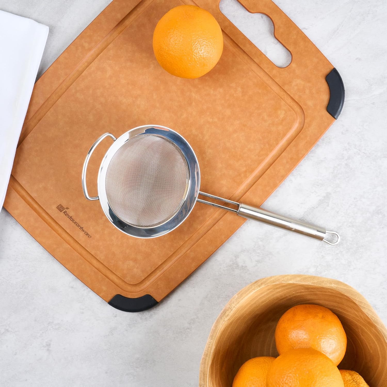 11.5 in Stainless Steel Fine Mesh Strainer - German Standard Sieve Sifter with Ergonomic Handle, Dishwasher Safe - Reinforced Metal Food Strainer for Quinoa, Soup, Sauce, Baking