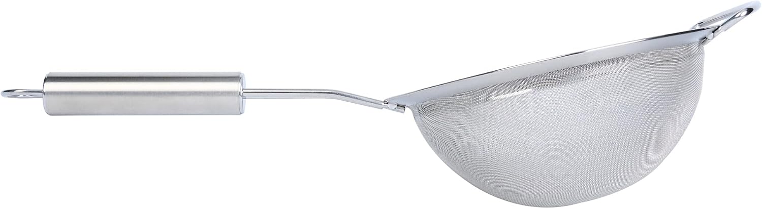 11.5 in Stainless Steel Fine Mesh Strainer - German Standard Sieve Sifter with Ergonomic Handle, Dishwasher Safe - Reinforced Metal Food Strainer for Quinoa, Soup, Sauce, Baking