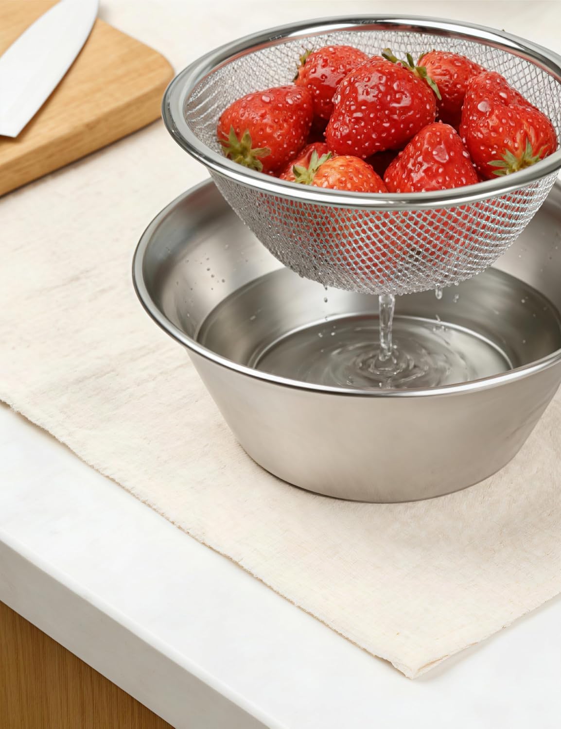1 Pack Berry Baskets, Mini Strainer Stainless Steel Can Colander, Small Container for Berries/Strawberry/Grape/Cherry