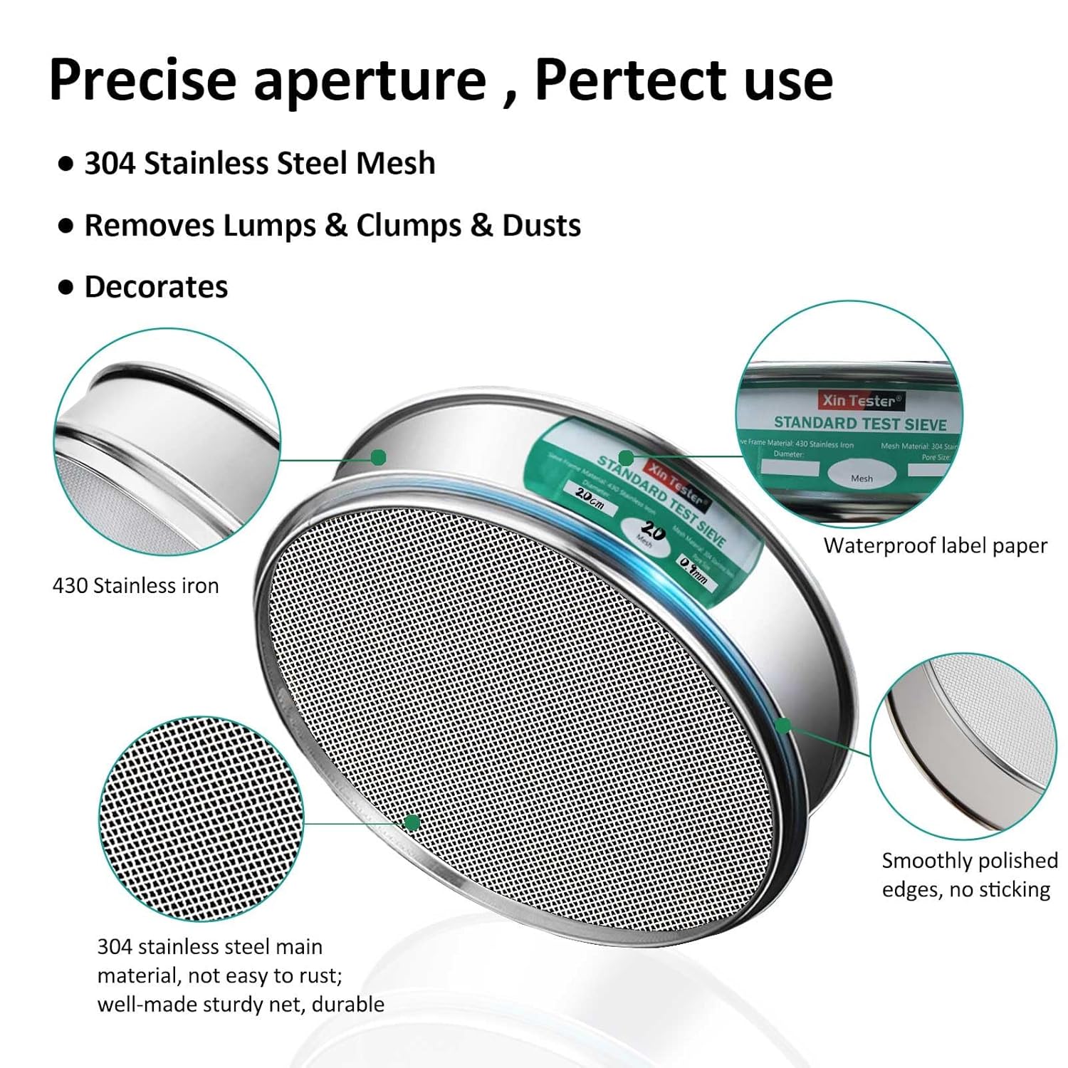 10 mesh Standard Mesh Lab Sieves Laboratory Sample Test Analysis Sieve Dia 7.88 Inches