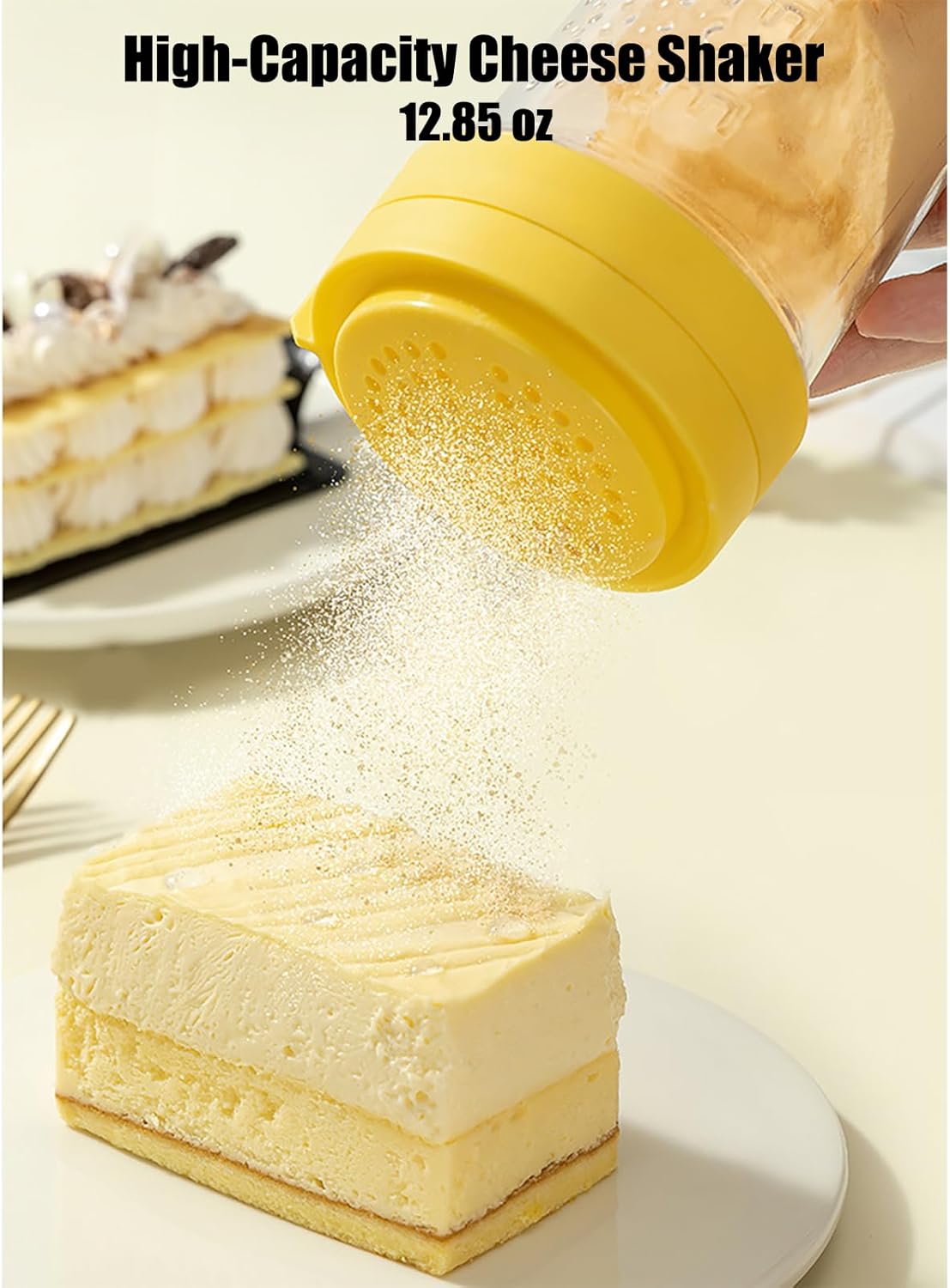 12-Ounce Glass Parmesan Cheese Shaker with Airtight Lid - Anti-Clogging Dispenser for Grated Cheese, Sugar, Matcha & Spices