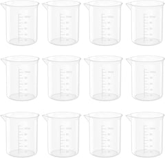 12 Pcs 3.4 Oz Transparent Experiment Measuring Cup | 100ml Plastic Beaker for Science Experiment, Measuring