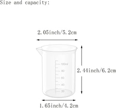 12 Pcs 3.4 Oz Transparent Experiment Measuring Cup | 100ml Plastic Beaker for Science Experiment, Measuring