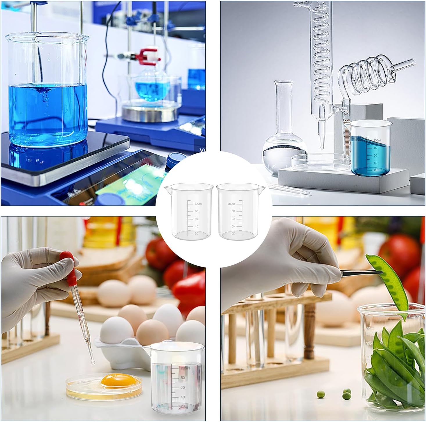 12 Pcs 3.4 Oz Transparent Experiment Measuring Cup | 100ml Plastic Beaker for Science Experiment, Measuring