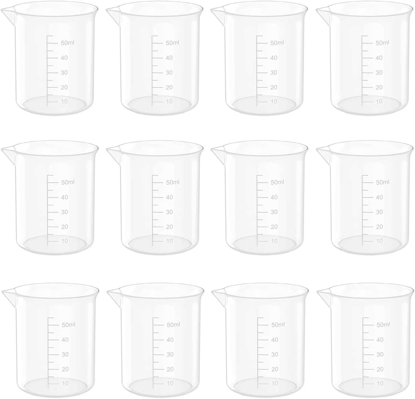 12 Pcs 3.4 Oz Transparent Experiment Measuring Cup | 100ml Plastic Beaker for Science Experiment, Measuring