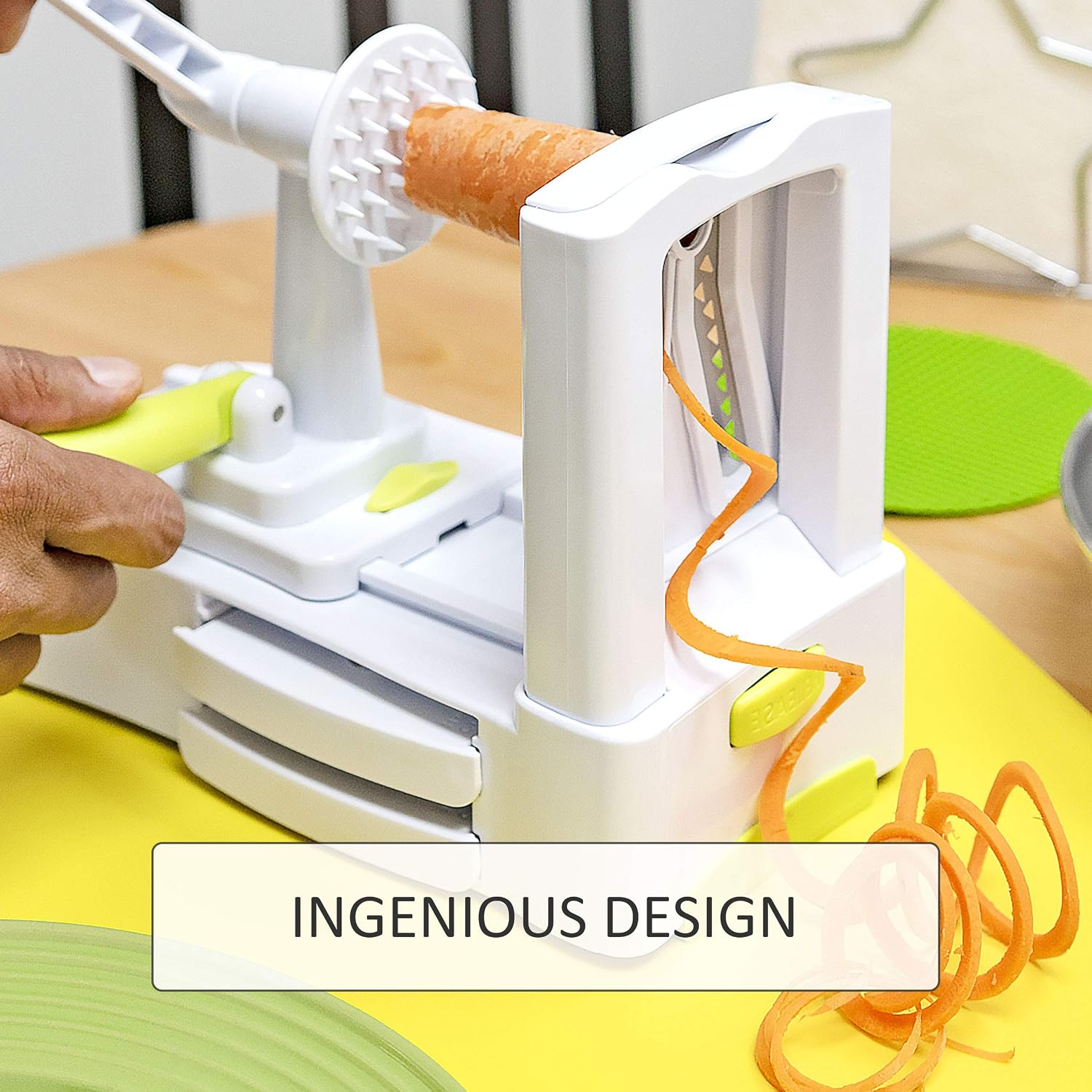 " 3-Blade Spiral Vegetable Slicer - Zucchini, Spaghetti Noodle Maker for Fruits & Veggies, Tabletop Design"