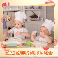 11 Pcs 9 Inch Mini Rolling Pins Small Silicone Rolling Pin Colorful Rolling Pins for Kids Kitchen Baking Pastry Cake Cookie Chef Role-playing Game, 11 Colors