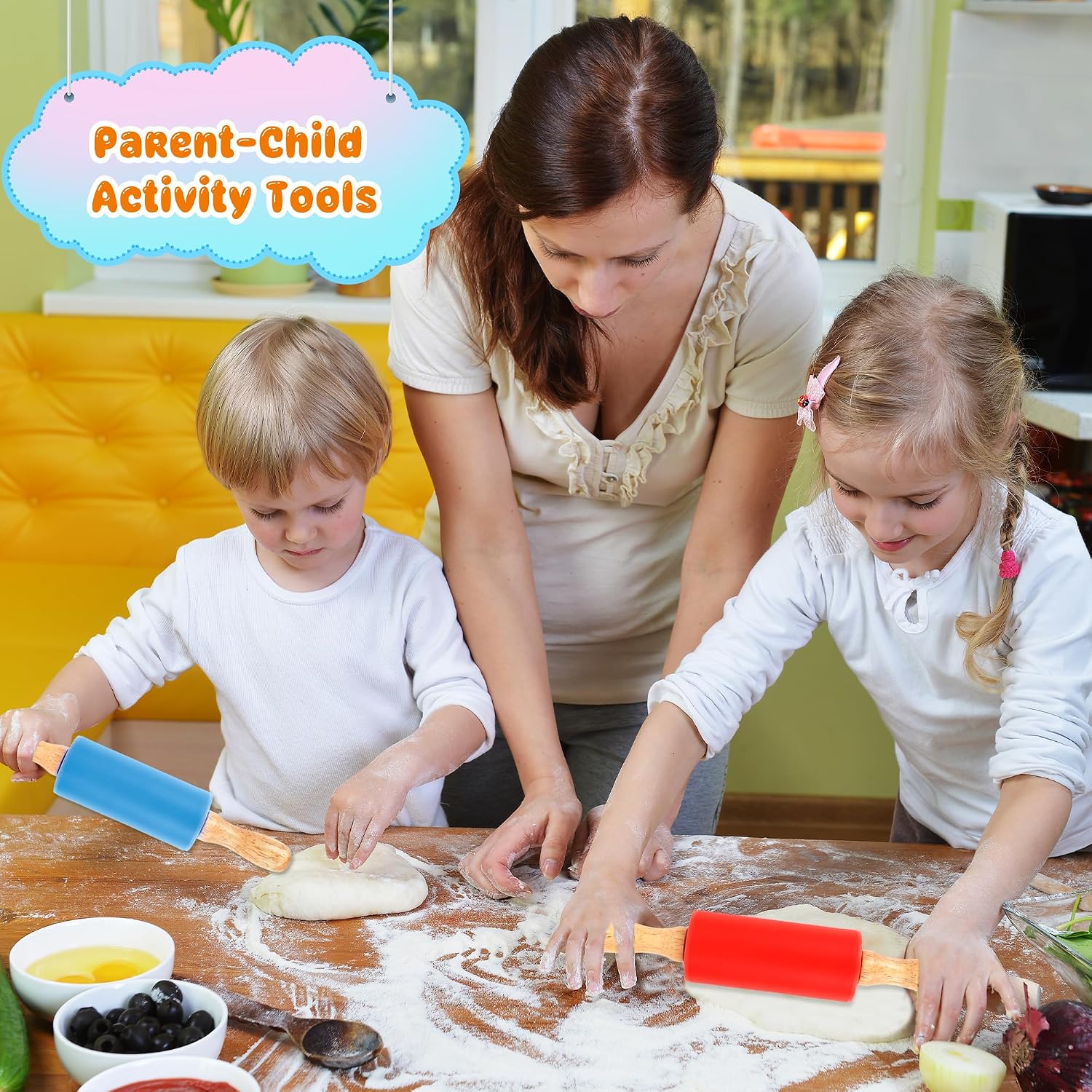 11 Pcs 9 Inch Mini Rolling Pins Small Silicone Rolling Pin Colorful Rolling Pins for Kids Kitchen Baking Pastry Cake Cookie Chef Role-playing Game, 11 Colors