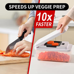 11-in-1 Vegetable Chopper, 420 Food-Grade Stainless Steel Blades, 7.2 Cup Container with Colander, BPA & PFAS Free, Dishwasher Safe