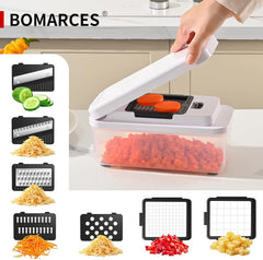 11-in-1 Vegetable Chopper, 420 Food-Grade Stainless Steel Blades, 7.2 Cup Container with Colander, BPA & PFAS Free, Dishwasher Safe