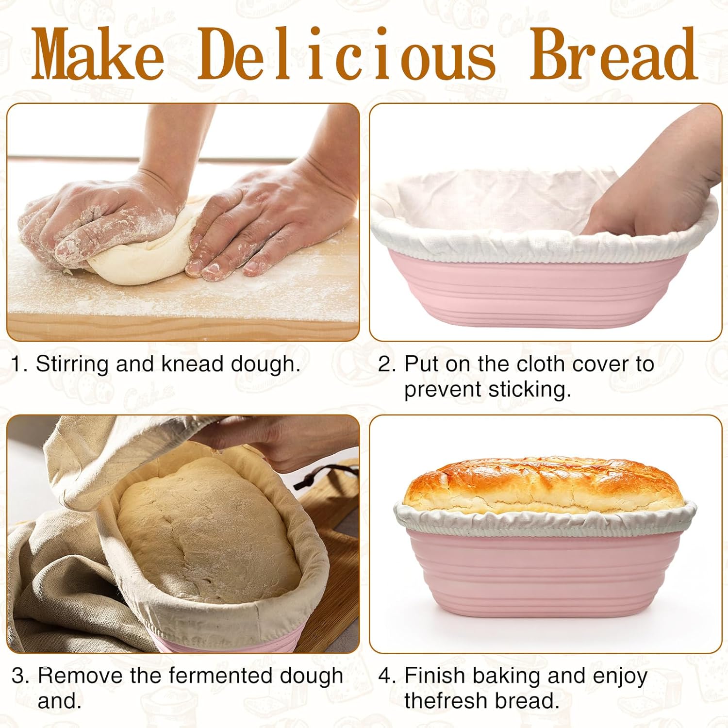 10-Piece Set Oval Banneton Bread Proofing Basket,10 Inch Natural Rattan Sourdough Proofing Kit with Cloth Liners and Dough Scrapers,Sourdough Bread Baking Supplies for Home Bakers