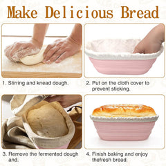 10-Piece Set Oval Banneton Bread Proofing Basket,10 Inch Natural Rattan Sourdough Proofing Kit with Cloth Liners and Dough Scrapers,Sourdough Bread Baking Supplies for Home Bakers