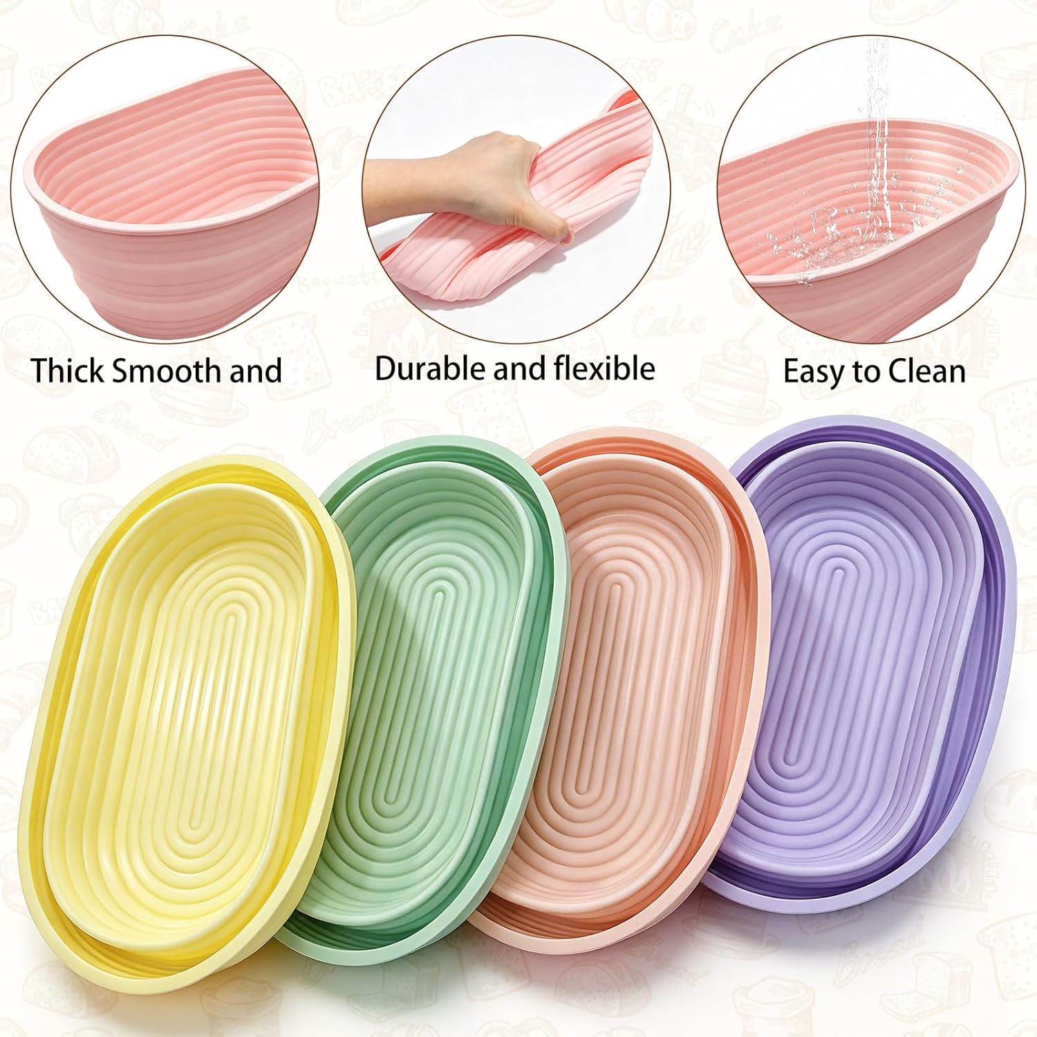 10-Piece Set Oval Banneton Bread Proofing Basket,10 Inch Natural Rattan Sourdough Proofing Kit with Cloth Liners and Dough Scrapers,Sourdough Bread Baking Supplies for Home Bakers
