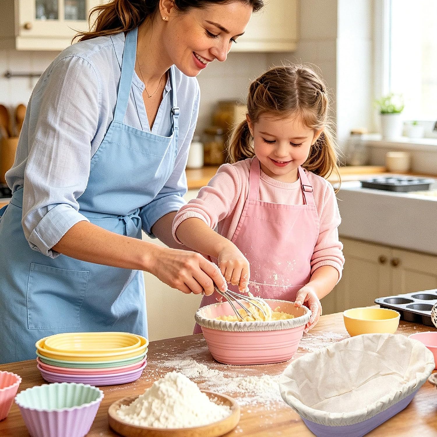 10-Piece Set Oval Banneton Bread Proofing Basket,10 Inch Natural Rattan Sourdough Proofing Kit with Cloth Liners and Dough Scrapers,Sourdough Bread Baking Supplies for Home Bakers