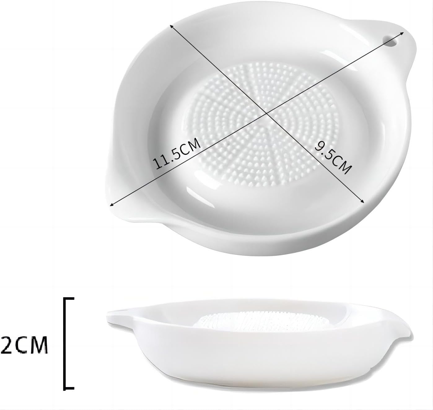 1 Pack Advanced Ceramic Grater Plate for Ginger, Garlic, Onion, Cheese, Lemon, Chocolate, Vegetables and Fruits in Kitchen, White, 4 Inches