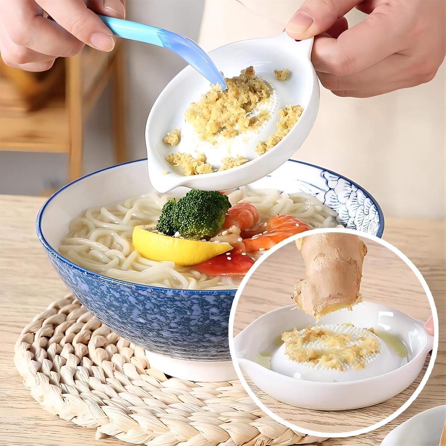 1 Pack Advanced Ceramic Grater Plate for Ginger, Garlic, Onion, Cheese, Lemon, Chocolate, Vegetables and Fruits in Kitchen, White, 4 Inches