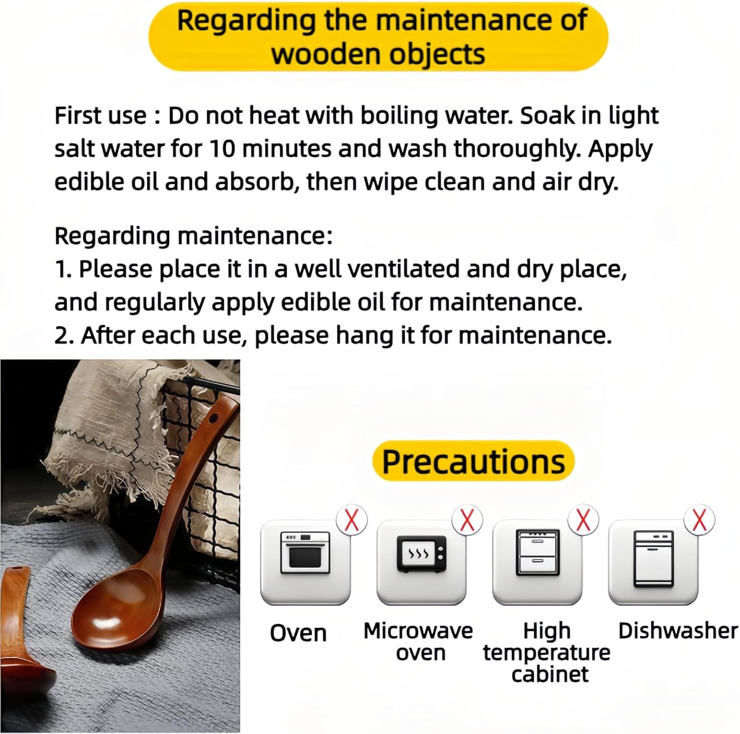 10" Premium Wooden Spoon for Cooking, Natural Teak - Non Drip, Heat Resistant & Comfort Grip, Handmade Smooth Wood Soup Spoon for Stirring, Serving, Non Stick Pots/Hot Soups and Broths