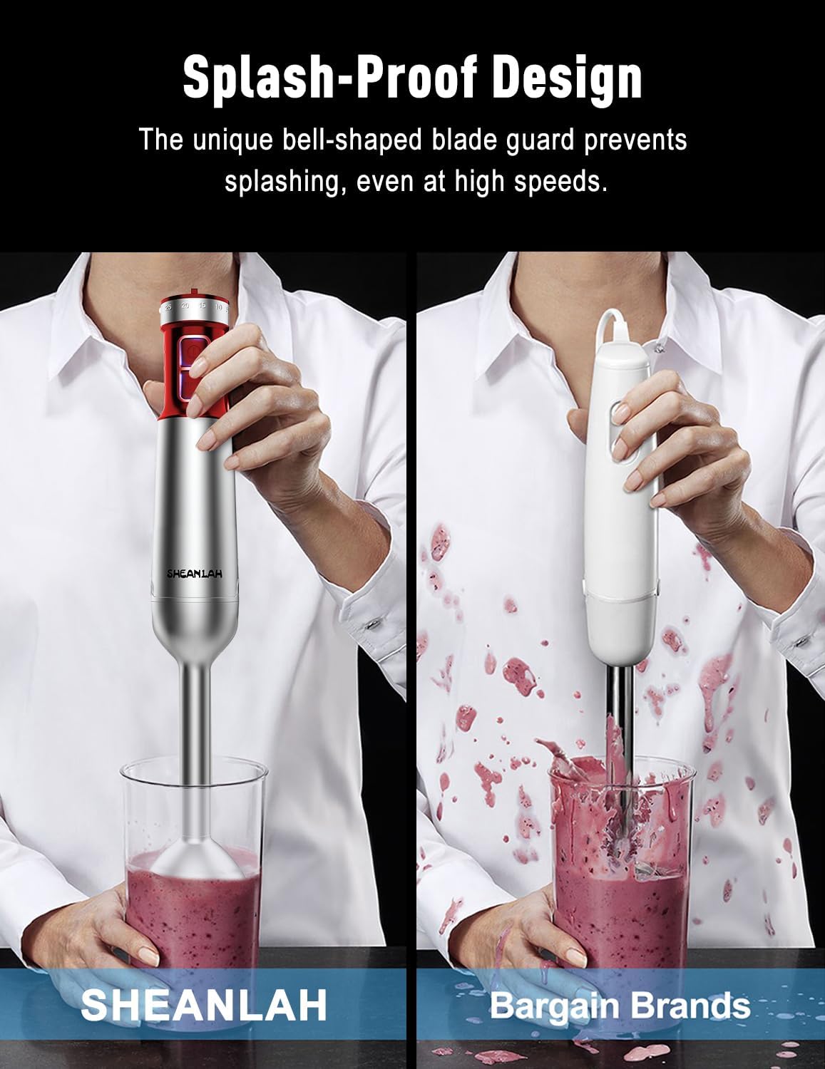 1000W Powerful Immersion Blender handheld, 2026 New Update Hand Blender with 25-Speed, Scratch-Resistant Corded Hand Mixer with Heavy-Duty Copper Brushless Motor and Gift Box