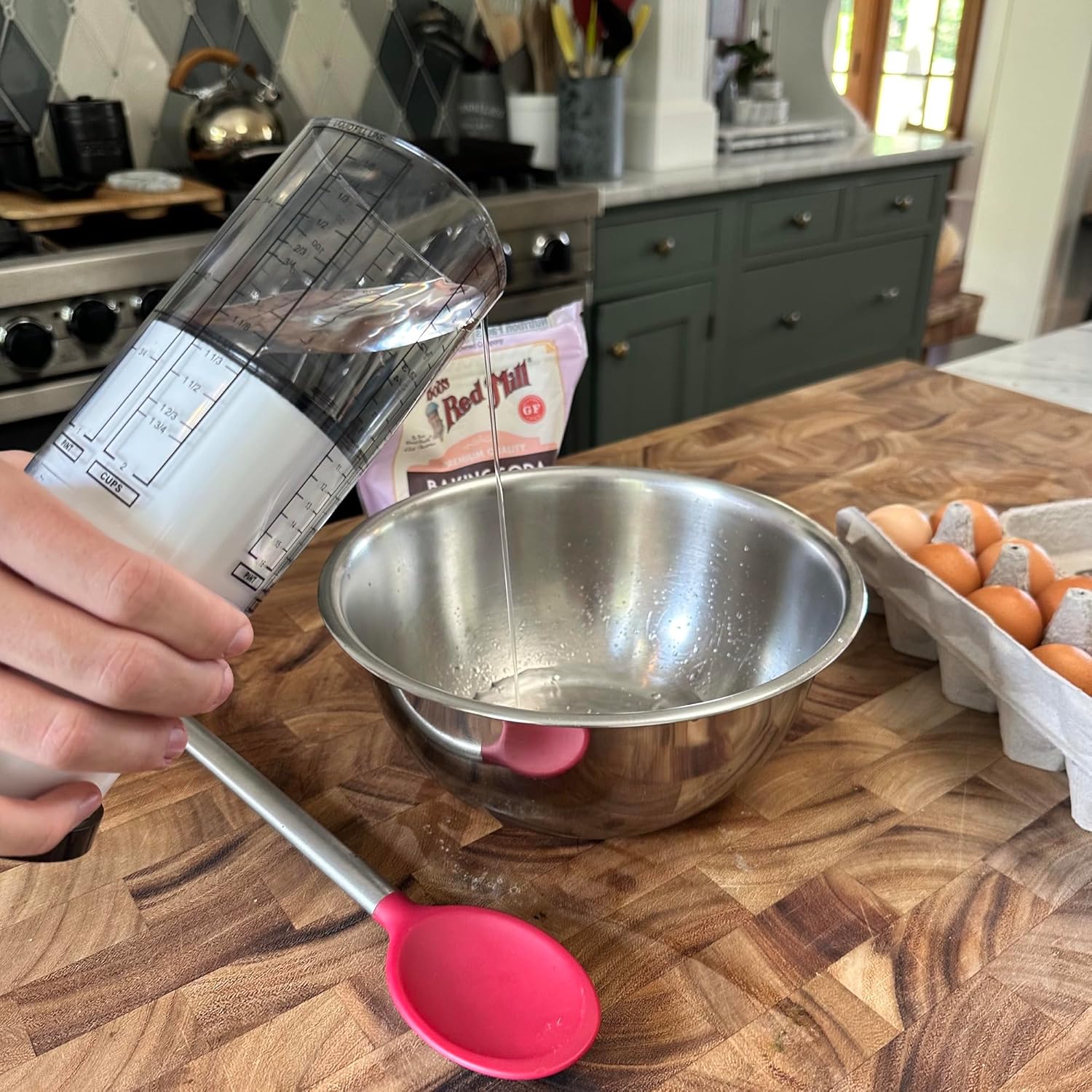 1 & 2 Cup Tri Adjust A-Cup, Easy Pour Adjustable Measuring Set | Mess Free Pouring | Measures 1/8 to 2 Cups | Includes Conversions | Kitchen Adjustable Measuring Cup Set For Liquids & Solids