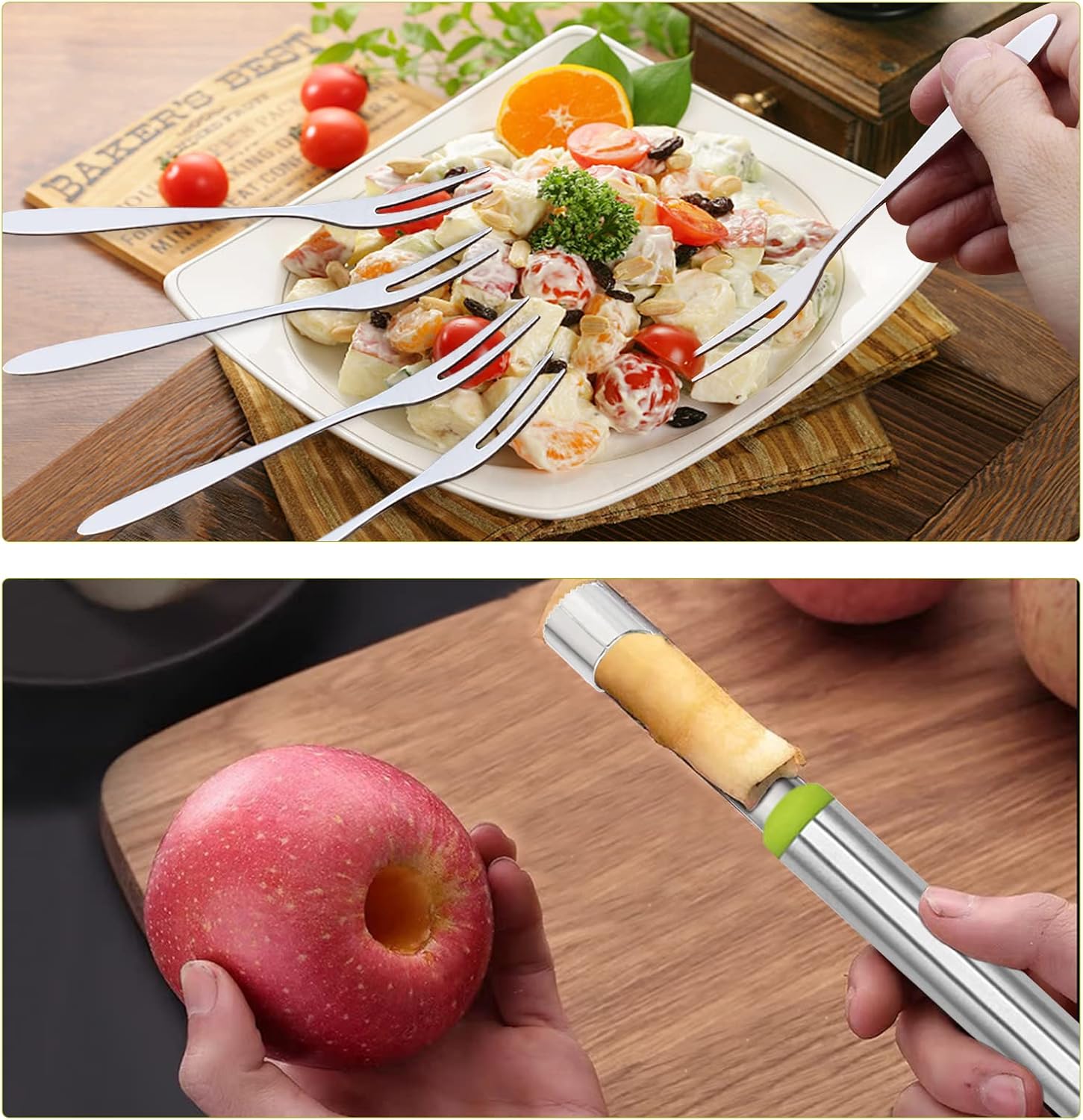 14 Pack Melon Baller Scoop Set - 4 in 1 Stainless Steel Fruit Tool Set Fruit Scooper Seed Remover with Fruit Vegetable Cutter Shapes Set Fruit Peeler for Fruit Slicer Dig Pulp Separator