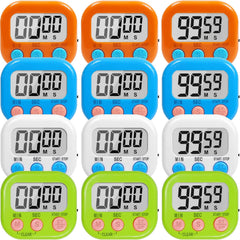12 Pack Multi-Function Digital Timers, Magnetic Large LCD Display Loud Alarm Countdown Timers, Extensively Use in Classroom, Break Time, Gym, Meeting, Cooking