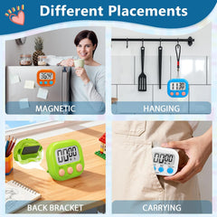 12 Pack Multi-Function Digital Timers, Magnetic Large LCD Display Loud Alarm Countdown Timers, Extensively Use in Classroom, Break Time, Gym, Meeting, Cooking