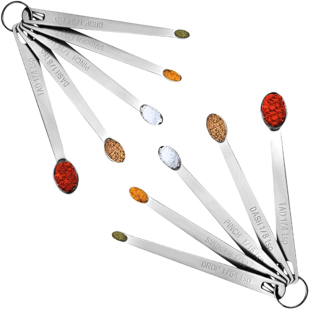 14PCS Measuring Spoons Set, 1 tbsp, 1/2 tbsp, and 1-1/16tsp Stainless Steel Measuring Spoons for Cooking Baking Spice Jars and Liquid Ingredients