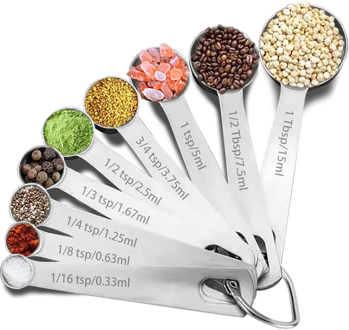 14PCS Measuring Spoons Set, 1 tbsp, 1/2 tbsp, and 1-1/16tsp Stainless Steel Measuring Spoons for Cooking Baking Spice Jars and Liquid Ingredients