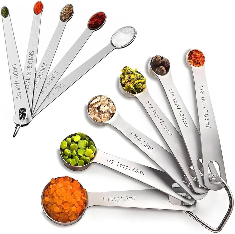 14PCS Measuring Spoons Set, 1 tbsp, 1/2 tbsp, and 1-1/16tsp Stainless Steel Measuring Spoons for Cooking Baking Spice Jars and Liquid Ingredients