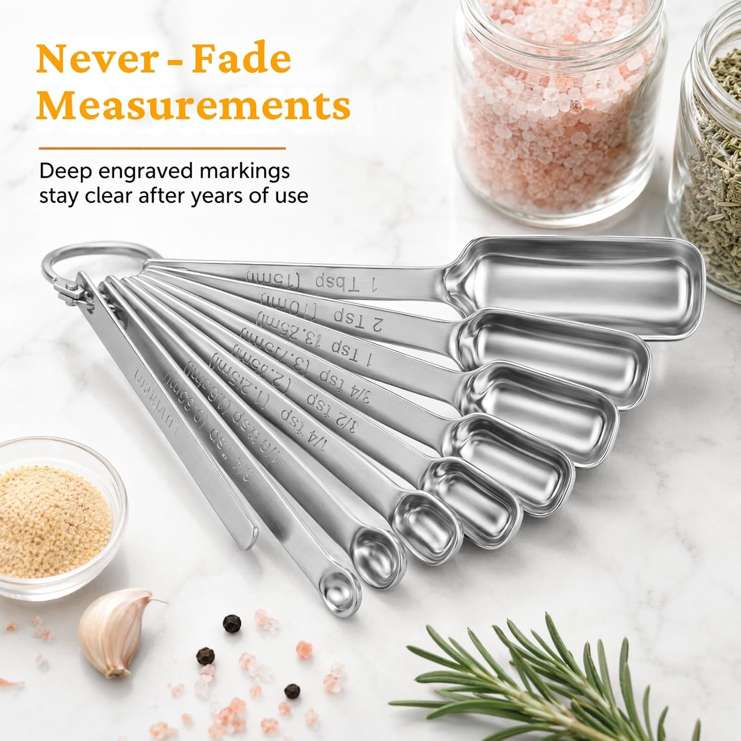 14PCS Measuring Spoons Set, 1 tbsp, 1/2 tbsp, and 1-1/16tsp Stainless Steel Measuring Spoons for Cooking Baking Spice Jars and Liquid Ingredients