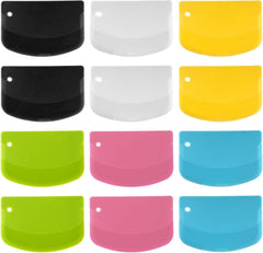 12PCS Dough Scraper, Plastic Thickened Bench Scraper 6 Colors Multipurpose Bowl Scraper for Kitchen, Baking, Cake, Bread, Pizza, and Pastry