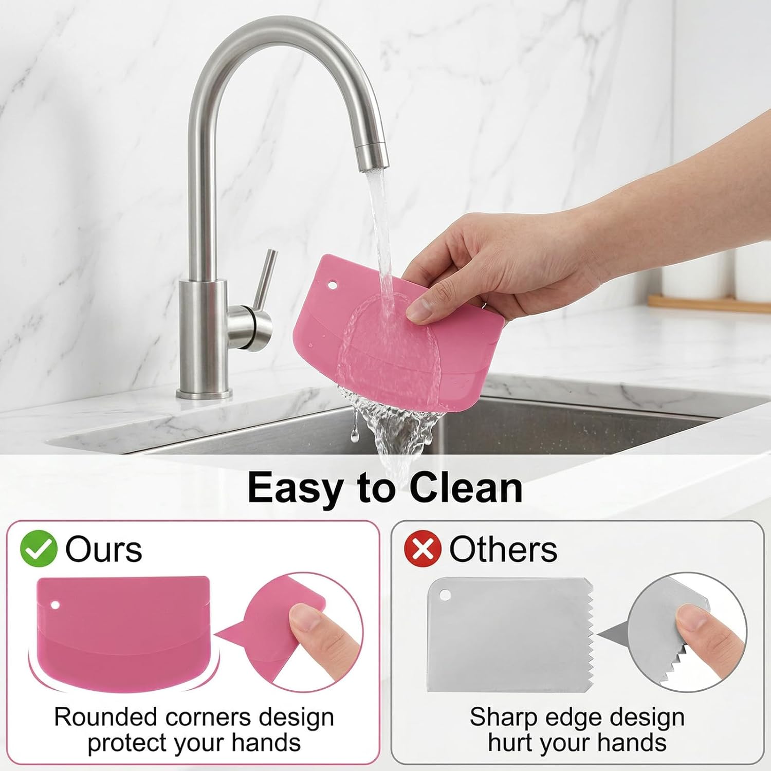 12PCS Dough Scraper, Plastic Thickened Bench Scraper 6 Colors Multipurpose Bowl Scraper for Kitchen, Baking, Cake, Bread, Pizza, and Pastry