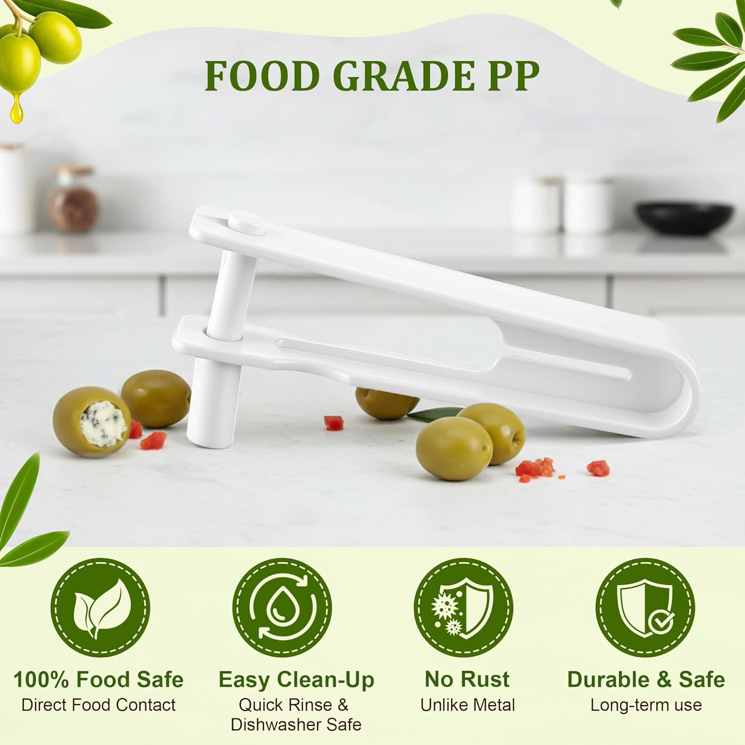 1 Set Olive Stuffer with Pitter, Blue Cheese Olive Stuffer Tool Kit | Food Grade PP Olive Stuffer Tool, Applied to Make Accompaniment to Martinis and Cocktail, Easy to Clean, Simple to Operate