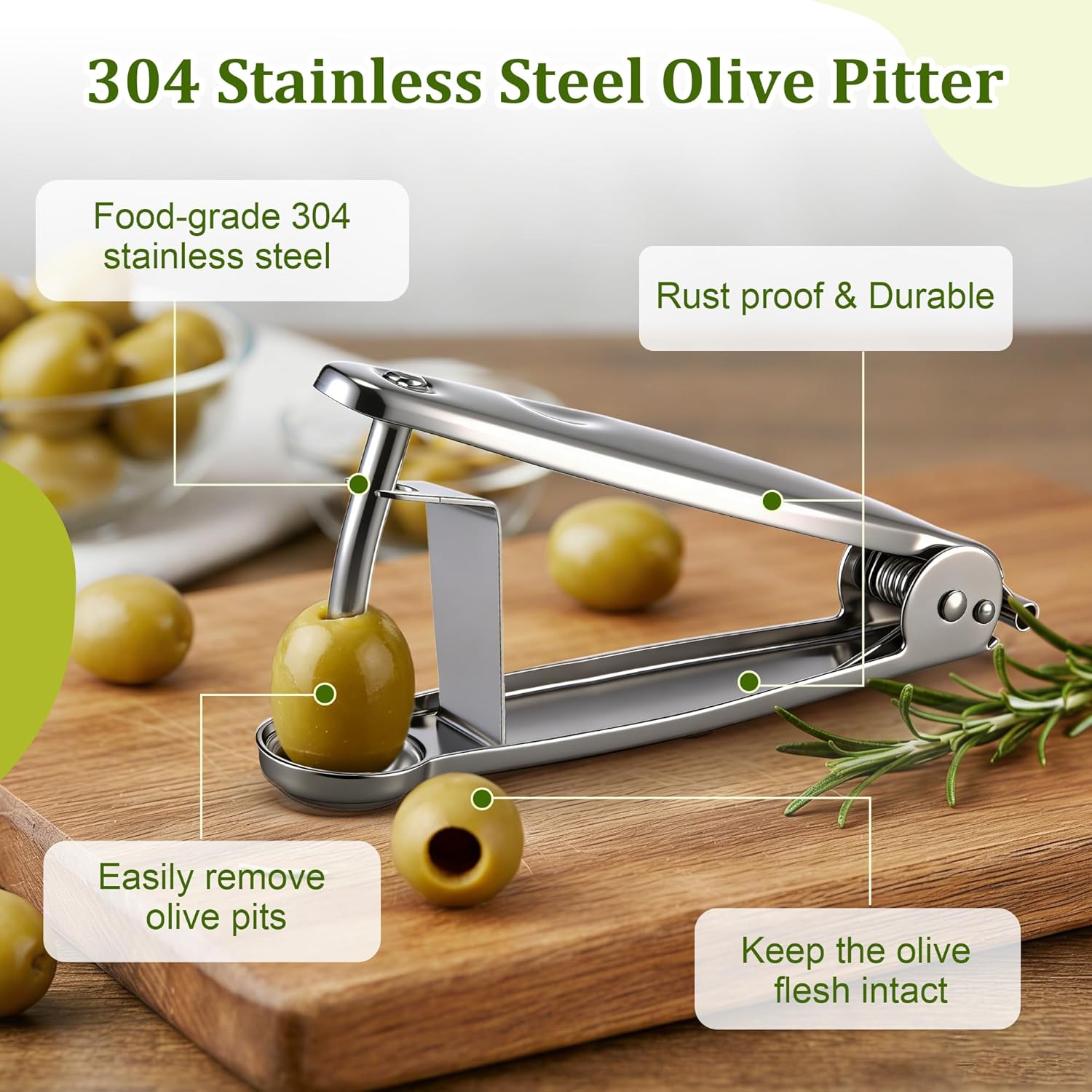 1 Set Olive Stuffer with Pitter, Blue Cheese Olive Stuffer Tool Kit | Food Grade PP Olive Stuffer Tool, Applied to Make Accompaniment to Martinis and Cocktail, Easy to Clean, Simple to Operate