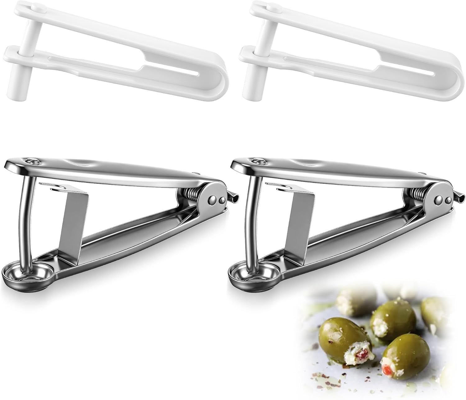 1 Set Olive Stuffer with Pitter, Blue Cheese Olive Stuffer Tool Kit | Food Grade PP Olive Stuffer Tool, Applied to Make Accompaniment to Martinis and Cocktail, Easy to Clean, Simple to Operate