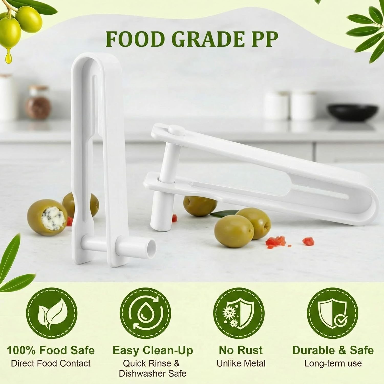 1 Set Olive Stuffer with Pitter, Blue Cheese Olive Stuffer Tool Kit | Food Grade PP Olive Stuffer Tool, Applied to Make Accompaniment to Martinis and Cocktail, Easy to Clean, Simple to Operate