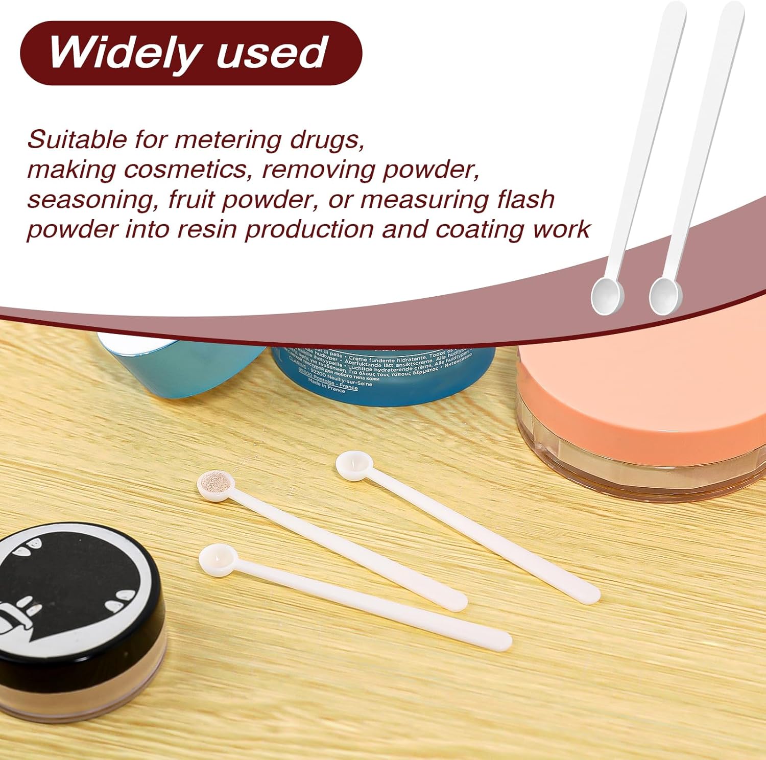 1/32 Teaspoon (0.15 Ml) Measuring Spoon, 32 PCS Plastic Micro Scoops Mini Measuring Spoons Long Handle Tiny Spoons for Cosmetics, Medicine, Glitter and Spicer (White)