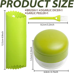 1 Set, 3-in-1 Stainless Steel Garlic Press and Mincer Set with Silicone Peeler, Cleaning Brush, and Storage Container, Multi-Purpose Food Chopper for Easy Garlic Preparation