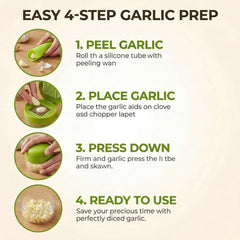 1 Set, 3-in-1 Stainless Steel Garlic Press and Mincer Set with Silicone Peeler, Cleaning Brush, and Storage Container, Multi-Purpose Food Chopper for Easy Garlic Preparation