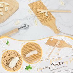 13Pcs Wood Pasta Making Kit | Pasta Tools with Rolling Pin,Ravioli Mold,Ravioli Cutter,Gnocchi Board,Pasta Stamps,Dumpling Tool,Stick Dough Scraper