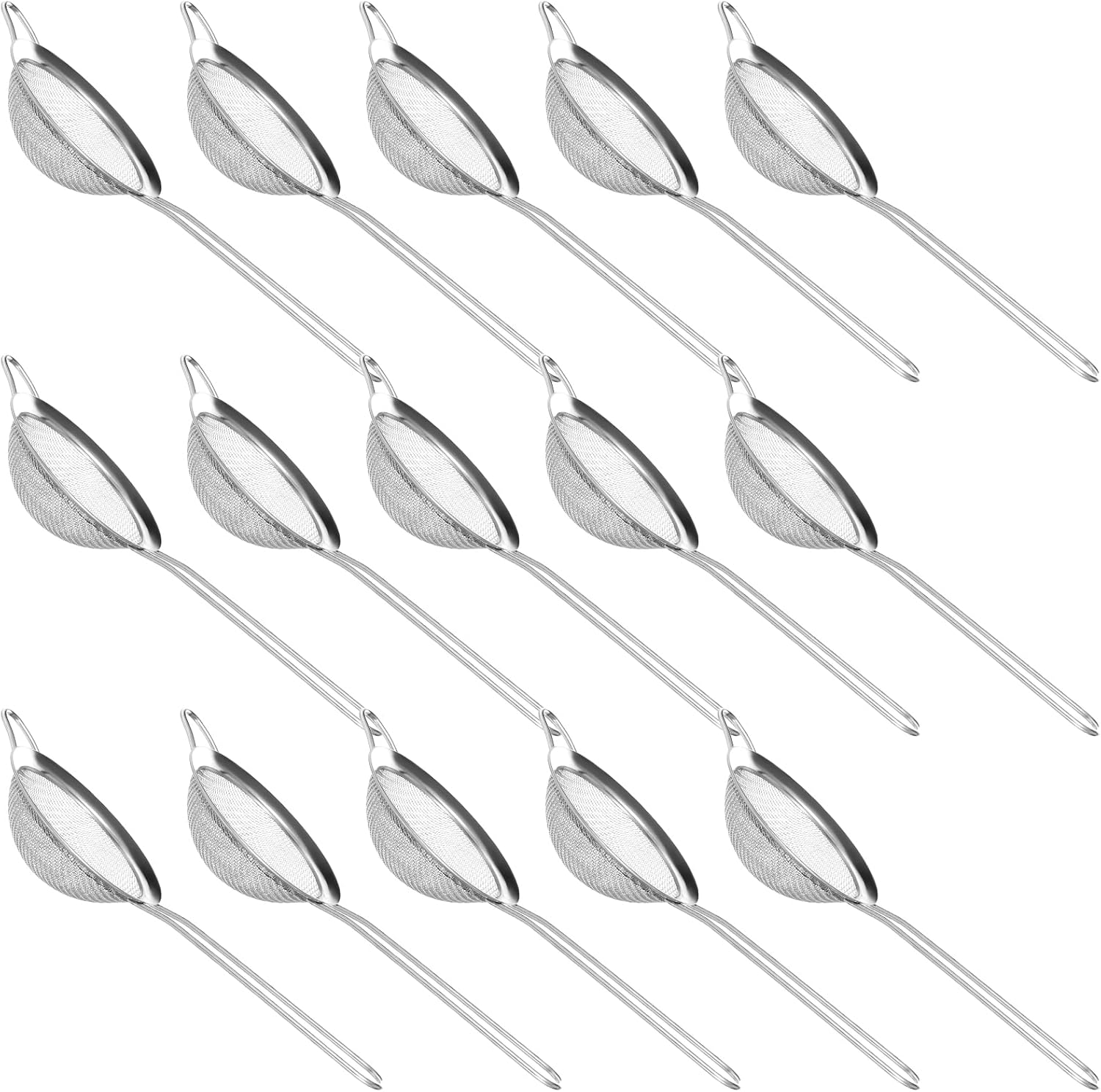 15 Pcs Stainless Steel Small Strainer, Small Fine Mesh Tea Strainer, Mini Stainless Steel Sieve with Handle, Kitchen Metal Sifter Strainers for Tea, Juicing, Coffee, Cocktail, Powdered Sugar, Matcha